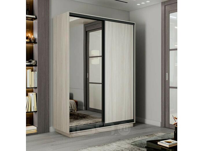 Шкаф-купе 1800x600x2400 Экспресс 2 Ясень шимо светлый зеркало, ЛДСП