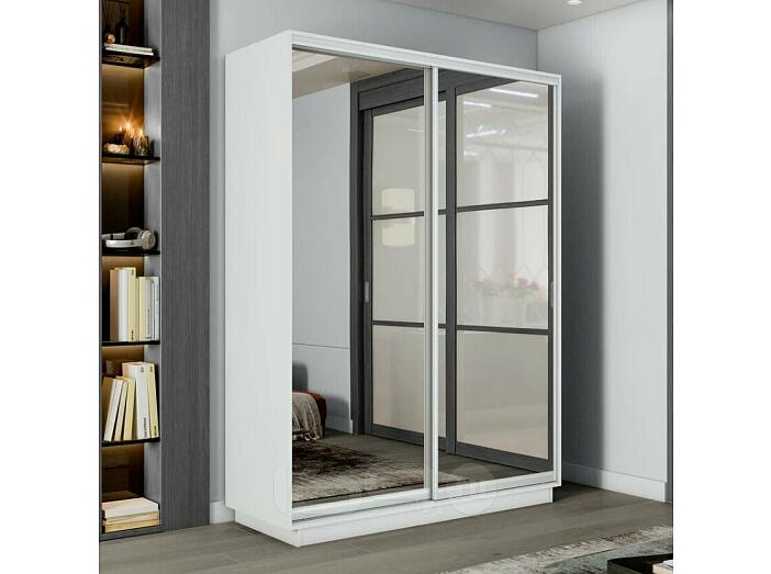 Шкаф Экспресс 2 Широкий 2-х дверный Дуо Зеркало (Серебряный профиль) Белый снег 1800*2400*600 Шкаф Экспресс 2 Широкий 2-х дверный Дуо Зеркало (Серебряный профиль) Белый снег 1800*2400*600