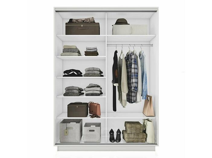 Шкаф Экспресс 2 Широкий 2-х дверный Дуо Зеркало (Серебряный профиль) Белый снег 1800*2400*600