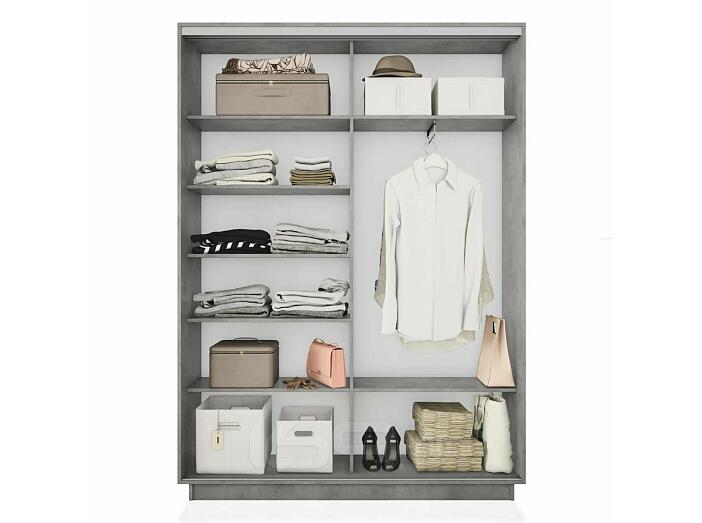 Шкаф Экспресс 2 Широкий 2-х дверный Дуо Зеркало (Серебряный профиль) Бетон 1800*2400*600