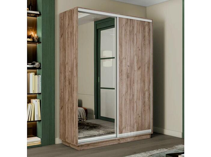 Шкаф Экспресс 2 Широкий 2-х дверный Дуо Зеркало (Серебряный профиль) Дуб Крафт Табачный 1800*2400*450 Шкаф Экспресс 2 Широкий 2-х дверный Дуо Зеркало (Серебряный профиль) Дуб Крафт Табачный 1800*2400*450