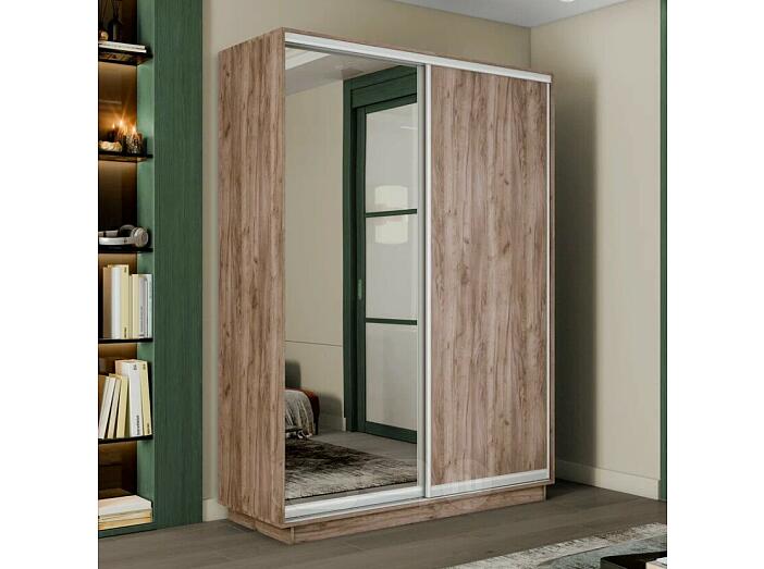 Шкаф Экспресс 2 Широкий 2-х дверный Дуо Зеркало (Серебряный профиль) Дуб Крафт Табачный 1800*2400*600 Шкаф Экспресс 2 Широкий 2-х дверный Дуо Зеркало (Серебряный профиль) Дуб Крафт Табачный 1800*2400*600