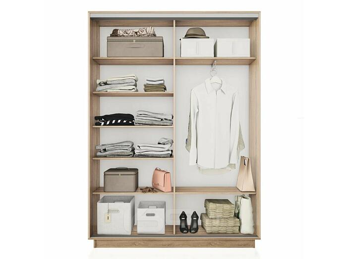 Шкаф Экспресс 2 Широкий 2-х дверный Дуо Зеркало (Серебряный профиль) Дуб сонома 1800*2200*450