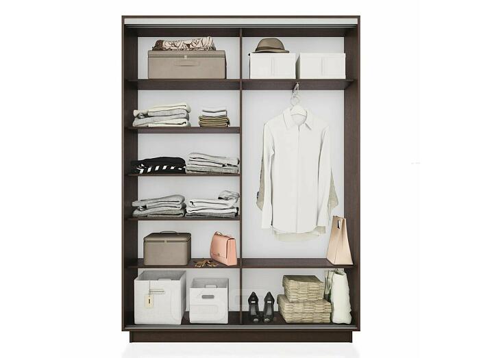 Шкаф Экспресс 2 Широкий 2-х дверный Дуо Зеркало (Серебряный профиль) Венге 1800*2400*450