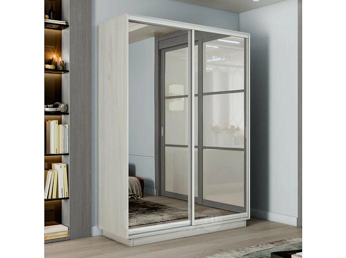 Шкаф Экспресс 2 Широкий 2-х дверный Дуо Зеркало (Серебряный профиль) Ясень Анкор светлый 1800*2200*450 Шкаф Экспресс 2 Широкий 2-х дверный Дуо Зеркало (Серебряный профиль) Ясень Анкор светлый 1800*2200*450