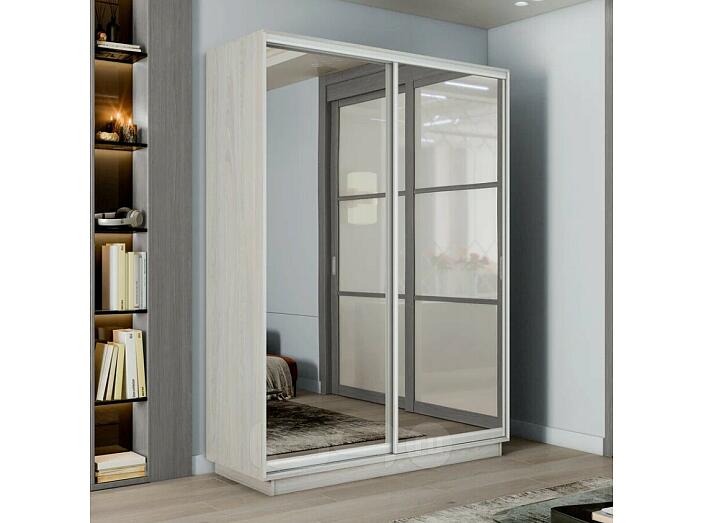 Шкаф Экспресс 2 Широкий 2-х дверный Дуо Зеркало (Серебряный профиль) Ясень Анкор светлый 1800*2400*600 Шкаф Экспресс 2 Широкий 2-х дверный Дуо Зеркало (Серебряный профиль) Ясень Анкор светлый 1800*2400*600