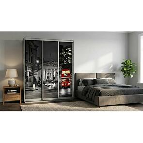 Шкаф Экспресс 3х-дверный Трио ЛДСП Бетон/Ночной Лондон 2400x2400x600