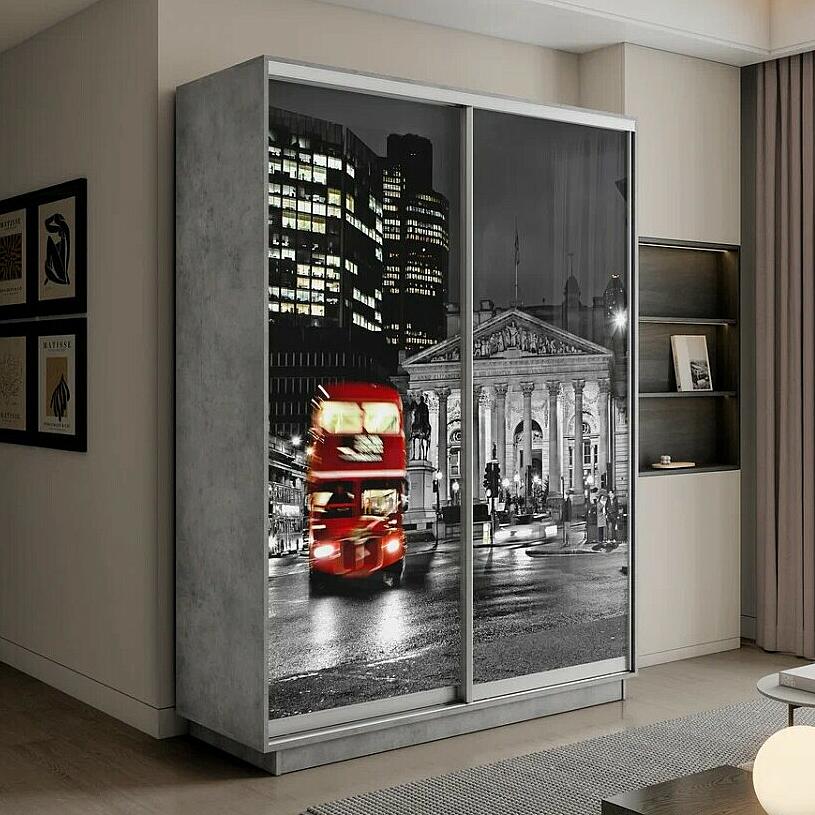 Шкаф Экспресс 3х-дверный Трио ЛДСП БетонНочной Лондон 2400x2400x600 66758₽