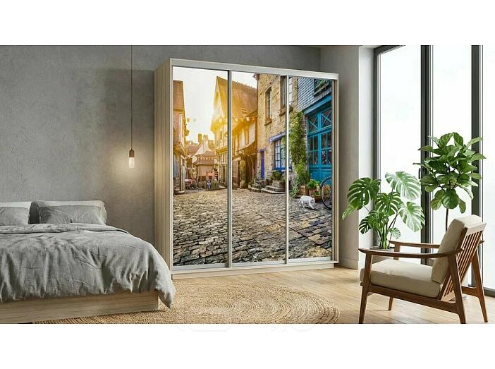 Шкаф Экспресс 3х-дверный Трио ЛДСП Ясень шимо светлый/Улица 2400x2200x600