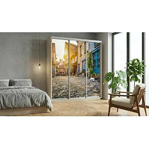 Шкаф Экспресс 3х-дверный Трио ЛДСП Ясень шимо светлый/Улица 2400x2200x600