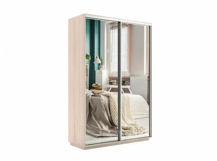 Шкаф-купе 2-х дверный Экспресс  дуо с зеркальным фасадом Дуб молочный 1400