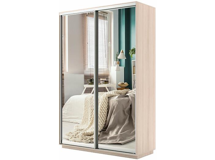 Шкаф-купе 2-х дверный Экспресс  дуо с зеркальным фасадом Дуб молочный 1200