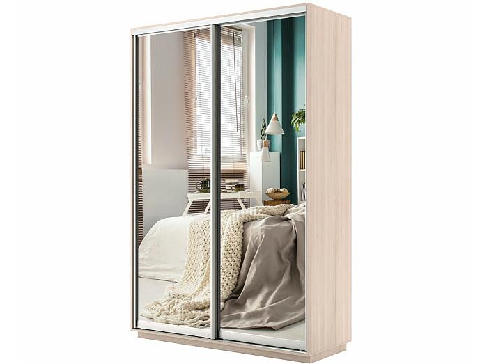 Шкаф-купе 2-х дверный Экспресс  дуо с зеркальным фасадом Дуб молочный 1400