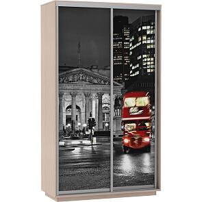 Шкаф-купе 2-х дверный Экспресс Фото дуо Ночной Лондон Дуб молочный 1400