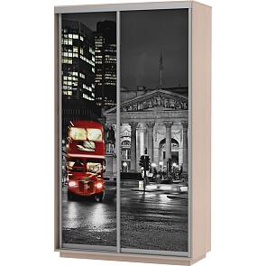 Шкаф-купе 2-х дверный Экспресс Фото дуо Ночной Лондон Дуб молочный 1200