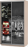 Шкаф-купе 2-х дверный Экспресс Фото дуо Ночной Лондон Дуб молочный | 160 см