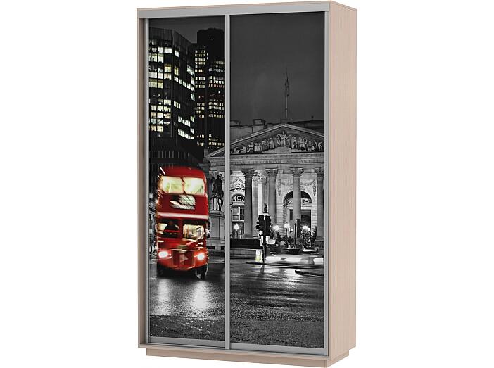 Шкаф-купе 2-х дверный Экспресс Фото дуо Ночной Лондон Дуб молочный 1600 Шкаф-купе 2-х дверный Экспресс Фото дуо Ночной Лондон Дуб молочный 1600