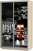 Шкаф-купе 2-х дверный Экспресс фото дуо Ночной Лондон Ясень шимо светлый 1400 | 140 см