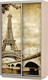 Шкаф-купе 2-х дверный Экспресс Фото дуо Париж Дуб молочный | 140 см