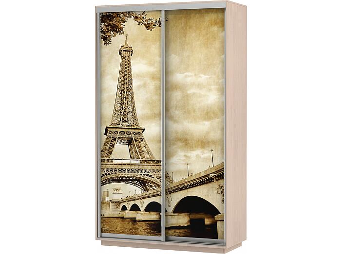 Шкаф-купе 2-х дверный Экспресс Фото дуо Париж Дуб молочный 1400