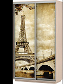 Шкаф-купе 2-х дверный Экспресс Фото дуо Париж Дуб молочный | 120 см