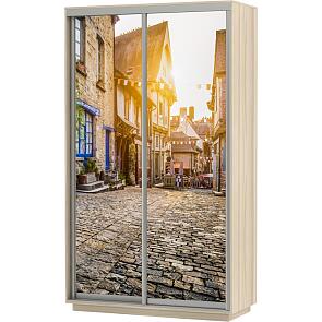 Шкаф-купе 2-х дверный Экспресс Фото дуо Улица Дуб молочный 1400