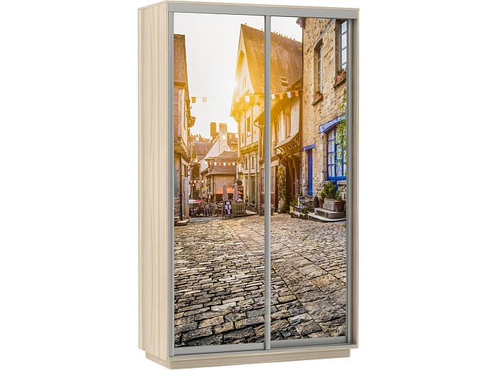 Шкаф-купе 2-х дверный Экспресс Фото дуо Улица Дуб молочный 1200