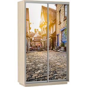 Шкаф-купе 2-х дверный Экспресс Фото дуо Улица Дуб молочный 1200