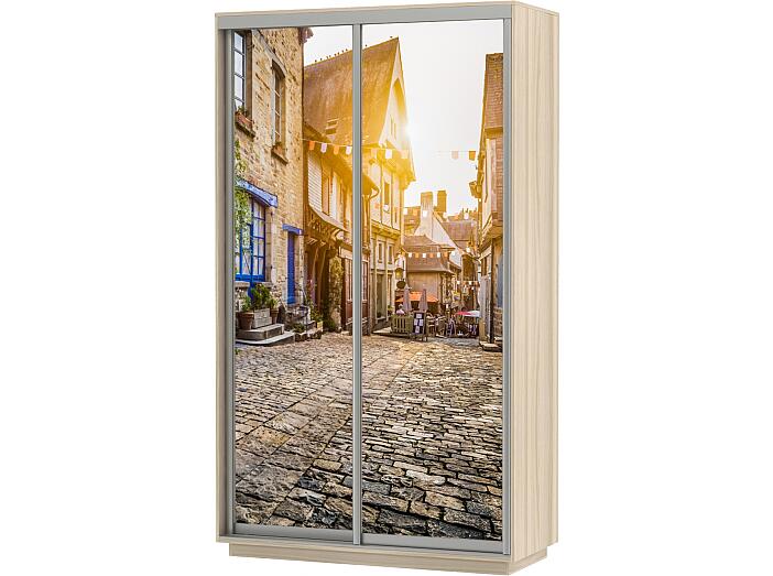 Шкаф-купе 2-х дверный Экспресс Фото дуо Улица Дуб молочный 1200