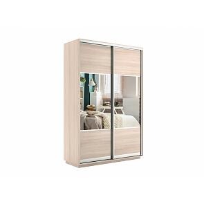 Шкаф-купе 2-х дверный Экспресс Комби дуо с зеркальным фасадом Дуб молочный 1600
