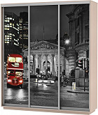 Шкаф-купе 3-х дверный Экспресс фото трио Ночной Лондон Дуб молочный | 180 см