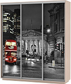 Шкаф-купе 3-х дверный Экспресс фото трио Ночной Лондон Дуб молочный | 210 см