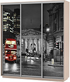 Шкаф-купе 3-х дверный Экспресс фото трио Ночной Лондон Дуб молочный | 240 см