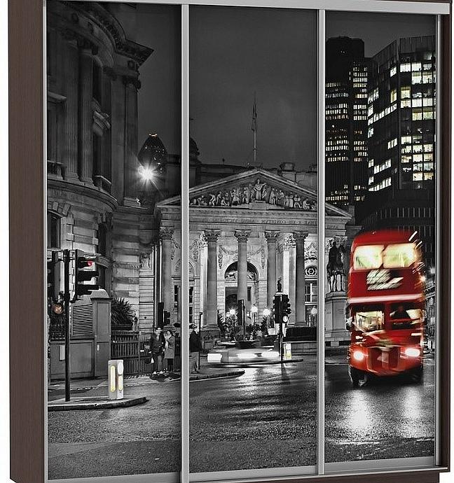 Шкаф-купе 3-х дверный Экспресс фото трио Ночной Лондон Венге 2100