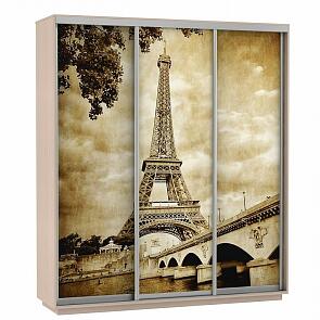 Шкаф-купе 3-х дверный Экспресс фото трио Париж Дуб молочный 2100