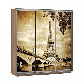 Шкаф-купе 3-х дверный Экспресс фото трио Париж Ясень шимо светлый 2100