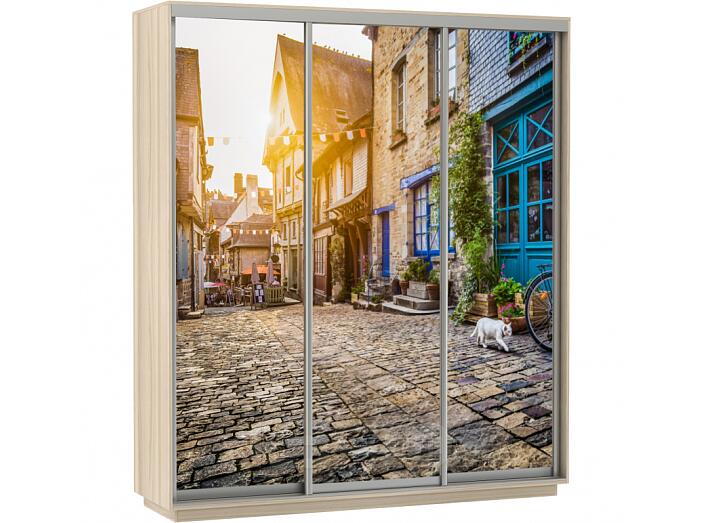 Шкаф-купе 3-х дверный Экспресс фото трио Улица Дуб молочный 2100