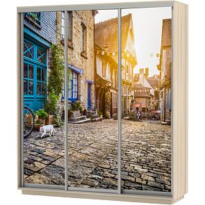 Шкаф-купе 3-х дверный Экспресс фото трио Улица Дуб молочный 1800