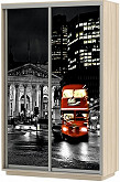 Шкаф-купе 2-х дверный Экспресс Хит фото Ночной Лондон Ясень шимо светлый 1200 | 120 см