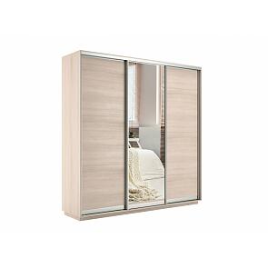Шкаф-купе 3-х дверный Экспресс Медиум трио с зеркальным фасадом Дуб молочный 1800