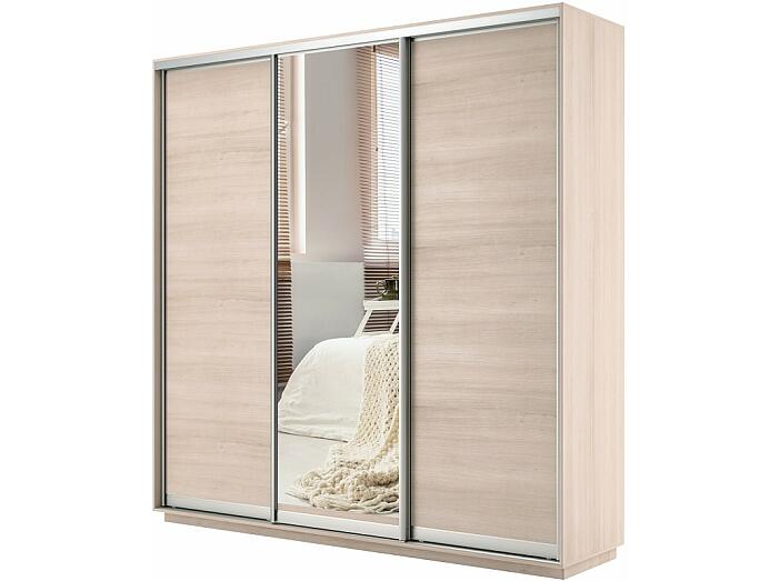 Шкаф-купе 3-х дверный Экспресс Медиум трио с зеркалом Дуб молочный 2100