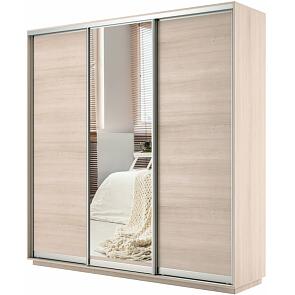 Шкаф-купе 3-х дверный Экспресс Медиум трио с зеркалом Дуб молочный 2100