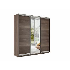 Шкаф-купе 3-х дверный Экспресс медиум трио с зеркальным фасадом Ясень шимо темный 2100