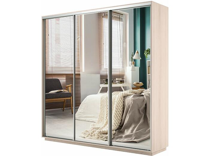 Шкаф-купе 3-х дверный Экспресс трио с зеркальным фасадом Дуб молочный 2400