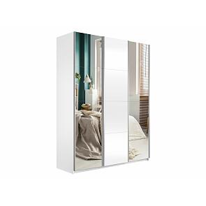 Шкаф-купе 3-х дверный Прайм с зеркальным фасадом Белый снег 1800