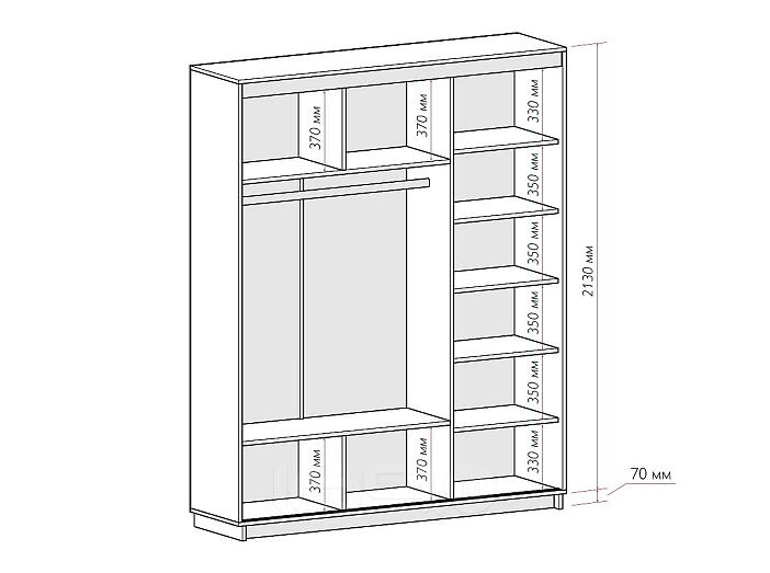 Шкаф-купе D3-02 Ясень шимо светлый глубиной 600 мм