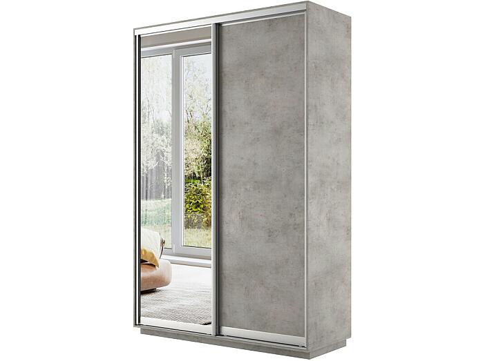 Шкаф-купе Экспресс Дуо140 Бетон с зеркальным фасадом