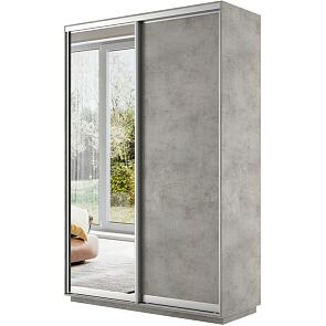 Шкаф-купе Экспресс Дуо140 Бетон с зеркальным фасадом