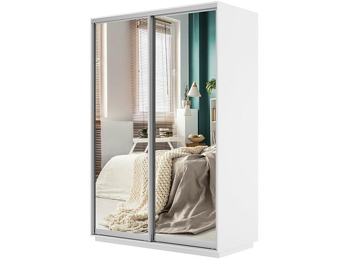 Шкаф-купе Экспресс Дуо140 с зеркалом Белый снег