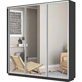 Шкаф-купе Экспресс Трио 180 Серый Диамант Зеркало 1800х2400х600